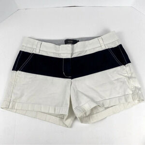 J. Crew Cotton Chino White Navy Size 8 4” Inseam Shorts